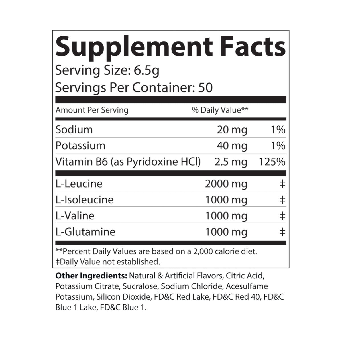 BCAA Supplement, Grape (325g, 11.46oz, 50 servings)